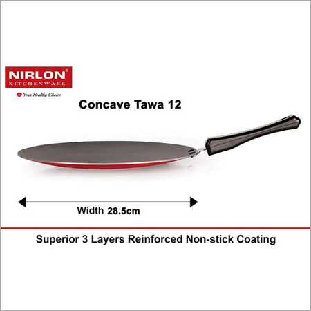 Nirlon Non Stick Aluminium Concave Tawa 28.5 cm - Aluminium Material, 28.5 cm Size, Red Color, 3 mm Thickness, 1 kg Weight, 1-Year Warranty