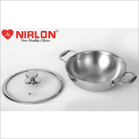 26Cm 3.3 Liter Nirlon Platinum Stainless Steel Triply Induction Deep Kadai - Thickness: 3 Millimeter (Mm)