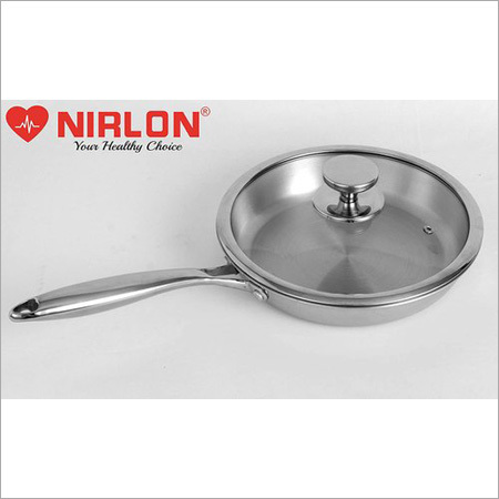 24 Cm Nirlon Platinum Tri-Ply Stainless Steel Frying Pan With Glass Lid - Thickness: 3 Millimeter (Mm)