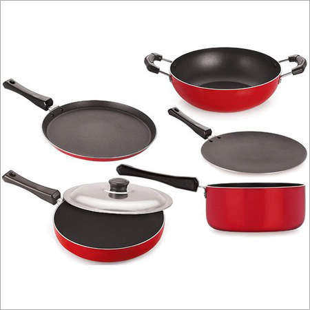 Nirlon Black Non Stick Aluminum Cookware Set - Aluminum Alloy Material, High-Grade Non-Stick Coating, Spiral Cutting Bottom for Even Heat Distribution, 1-Year Warranty