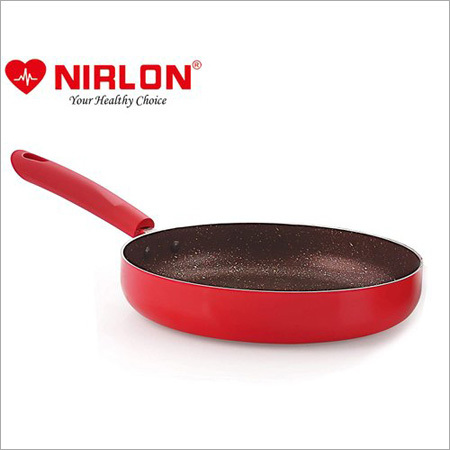 Nirlon Non-Stick Fry Pan Red-Stone Induction Base - Aluminium, 3 mm Thickness, 0.585 kg | Induction Bottom, Non-Stick Interior Coating, 1-Year Warranty