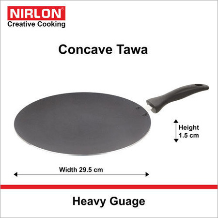 Nirlon Concave Dosa Non Stick Tawa - High Grade Aluminium, 29.5 cm x 1.5 cm x 3.2 mm, Black | Non-Toxic Non-Stick Coating, Sturdy Insulated Handle
