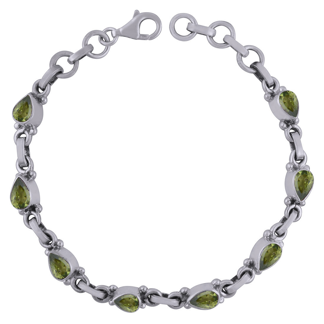 Garnet Natural Gemstone 925 Sterling Solid Silver Pear Cut Stone Handmade Bracelet Diameter: Length: 7.5 Inch. X Width: 5 Mm Inch (In)