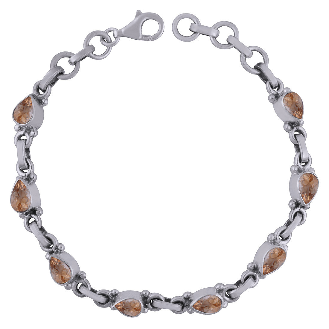 Garnet Natural Gemstone 925 Sterling Solid Silver Pear Cut Stone Handmade Bracelet Diameter: Length: 7.5 Inch. X Width: 5 Mm Inch (In)