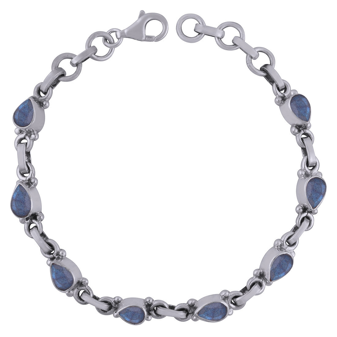 Garnet Natural Gemstone 925 Sterling Solid Silver Pear Cut Stone Handmade Bracelet Diameter: Length: 7.5 Inch. X Width: 5 Mm Inch (In)