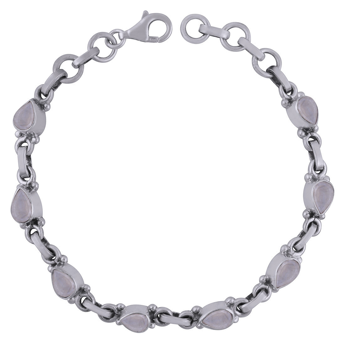 Garnet Natural Gemstone 925 Sterling Solid Silver Pear Cut Stone Handmade Bracelet Diameter: Length: 7.5 Inch. X Width: 5 Mm Inch (In)