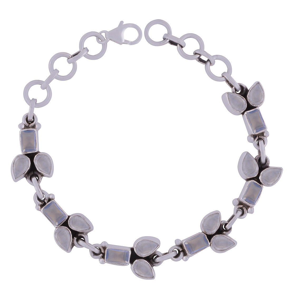 Amethyst Natural Gemstone 925 Sterling Solid Silver Pear/rectangle Cut Stone Handmade Bracelet Diameter: Length: 8 Inch X Width: 11 Mm Inch (In)