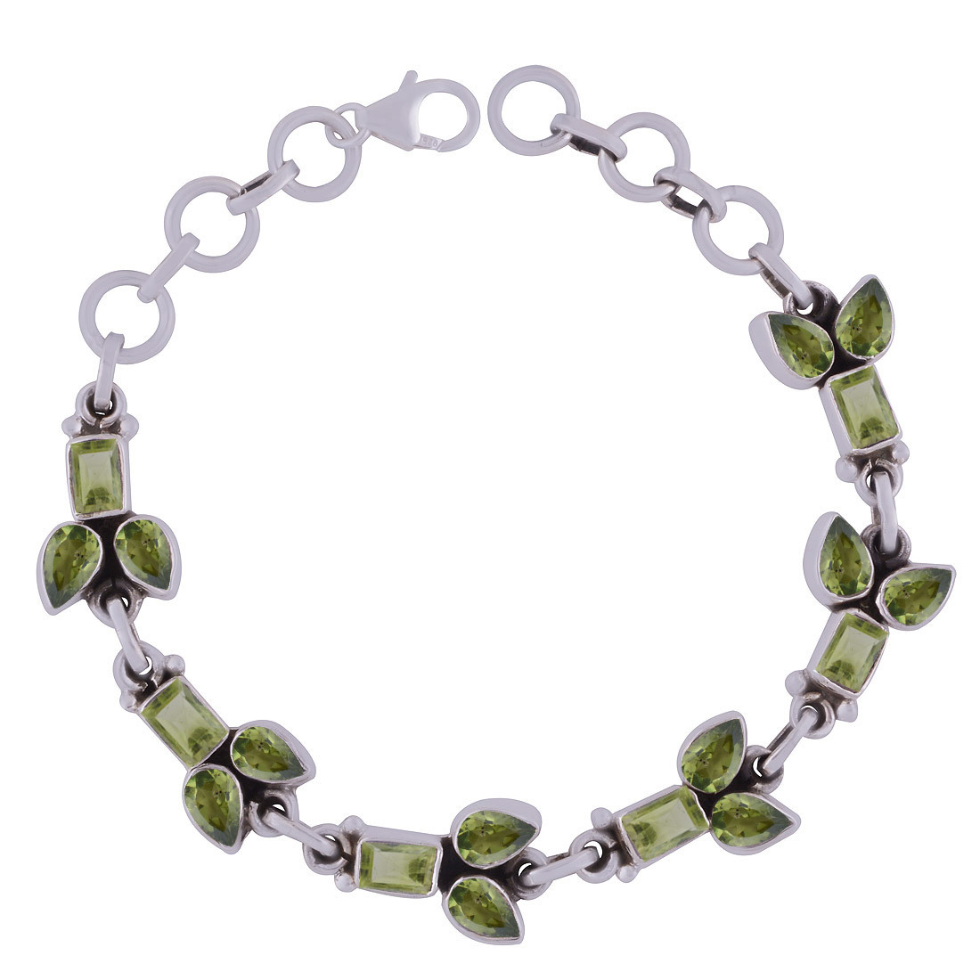 Amethyst Natural Gemstone 925 Sterling Solid Silver Pear/rectangle Cut Stone Handmade Bracelet Diameter: Length: 8 Inch X Width: 11 Mm Inch (In)