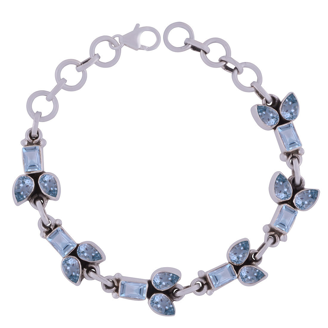 Amethyst Natural Gemstone 925 Sterling Solid Silver Pear/rectangle Cut Stone Handmade Bracelet Diameter: Length: 8 Inch X Width: 11 Mm Inch (In)