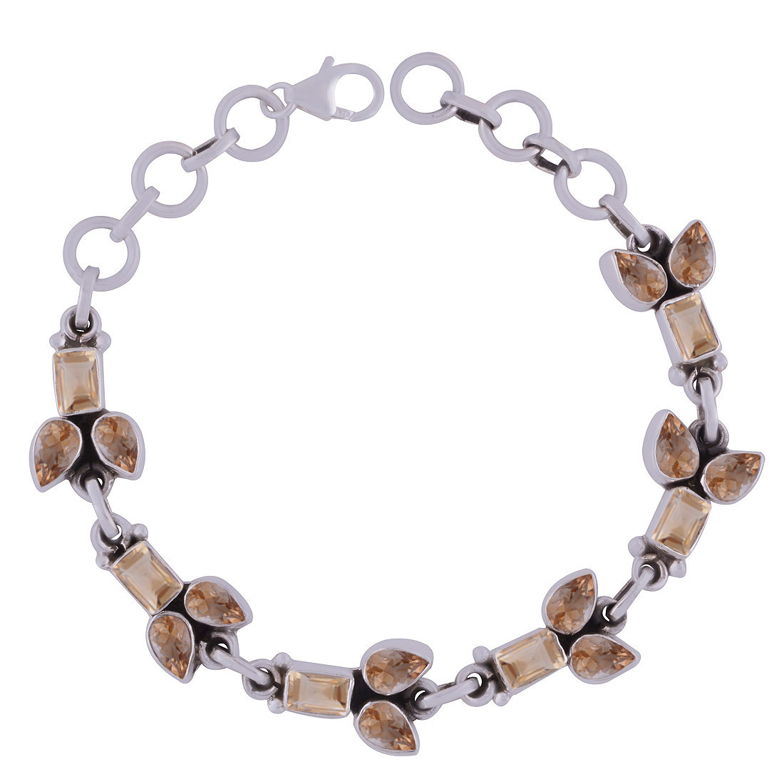 Amethyst Natural Gemstone 925 Sterling Solid Silver Pear/rectangle Cut Stone Handmade Bracelet Diameter: Length: 8 Inch X Width: 11 Mm Inch (In)