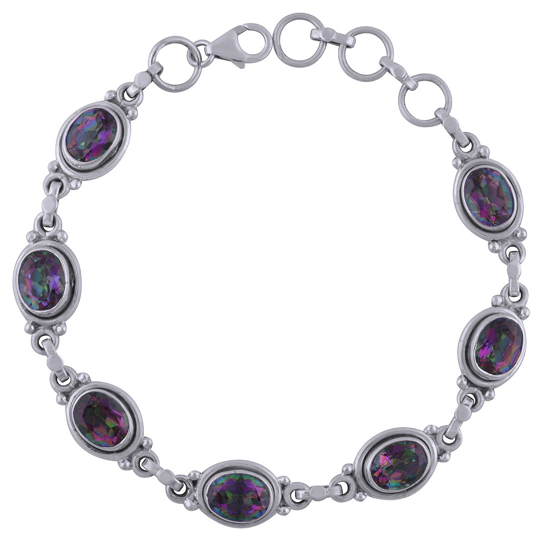 Black Onyx Natural Gemstone 925 Sterling Solid Silver Oval Cut Stone Handmade Bracelet Diameter: Length: 7 Inch Extra Adjustable X Width: 10 Mm Inch (In)