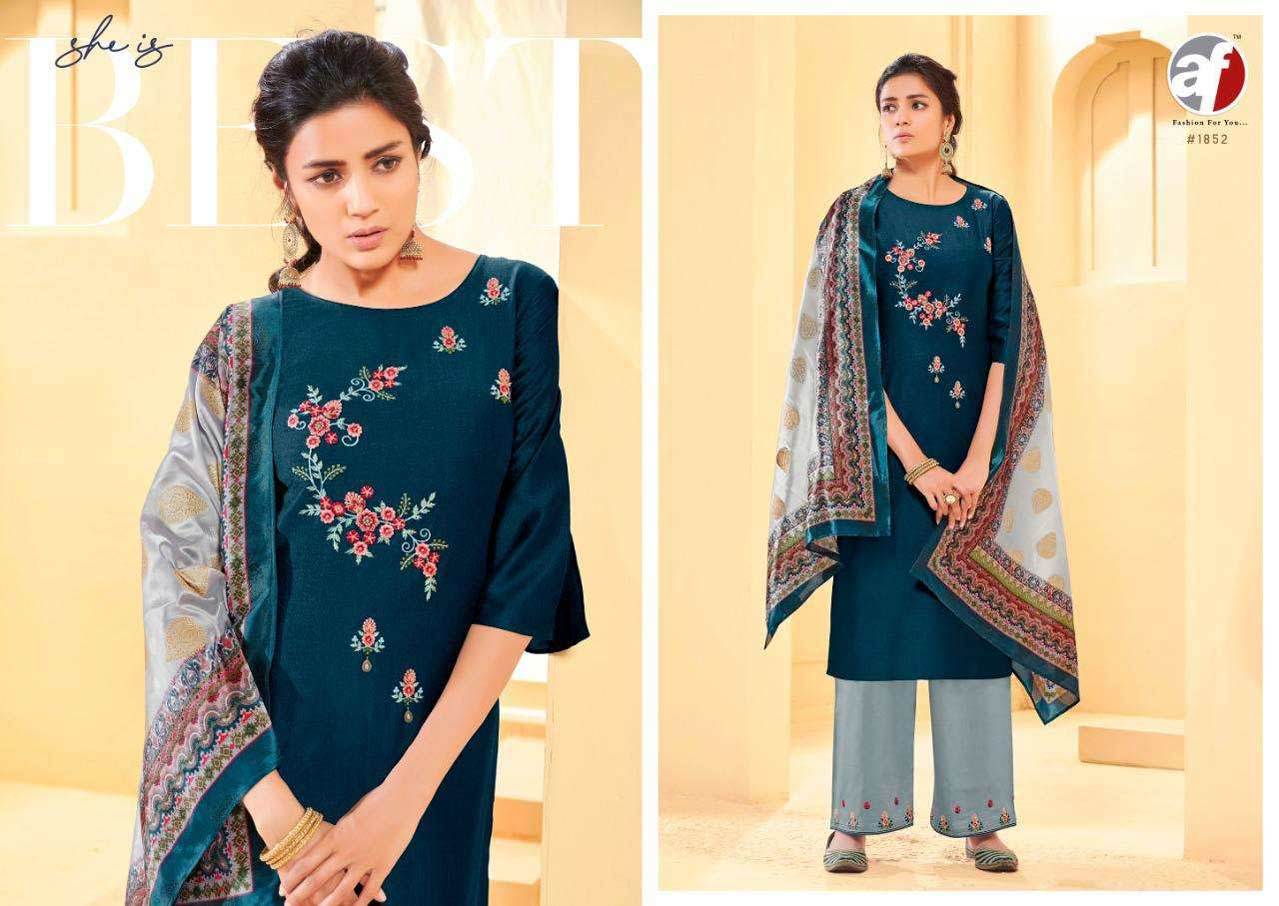 Dry Cleaning Mannat Premium By Anju Fabrics Bamber Silk Kurti With Pant And Dupatta