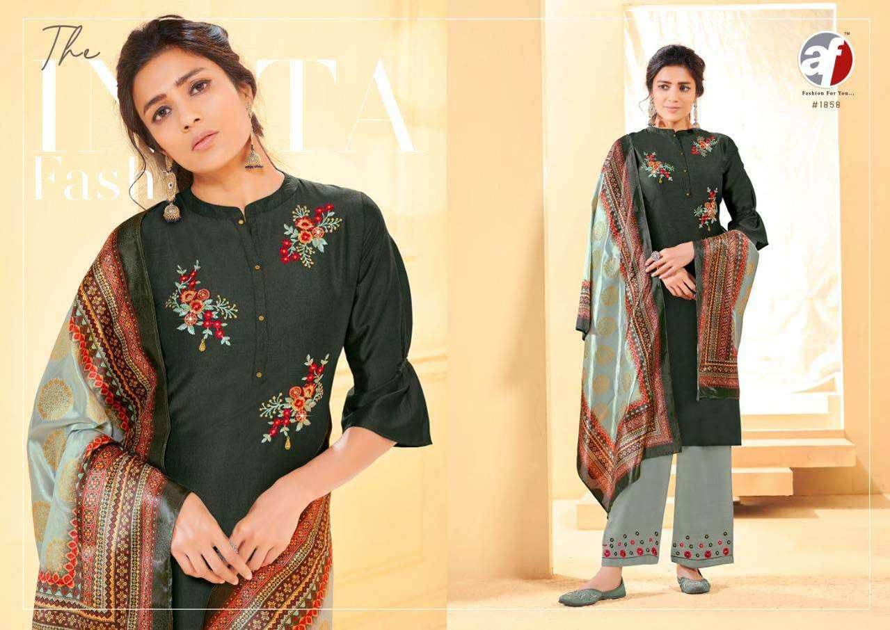 Dry Cleaning Mannat Premium By Anju Fabrics Bamber Silk Kurti With Pant And Dupatta
