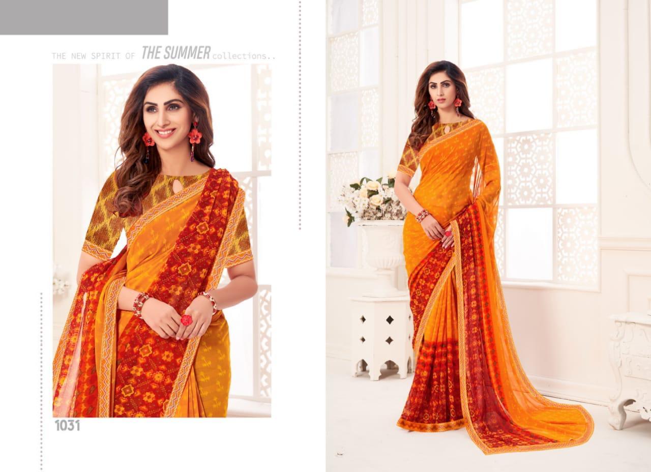 Georgette Printed Saree - Lightweight Georgette Fabric, Multi-color Bollywood Style For Daily Wear