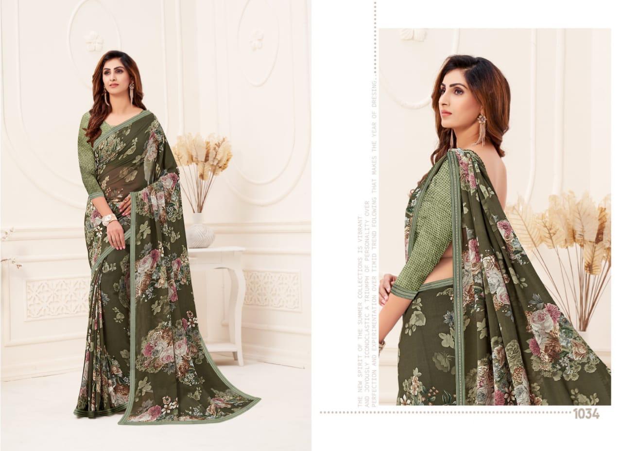 Georgette Printed Saree - Lightweight Georgette Fabric, Multi-color Bollywood Style For Daily Wear