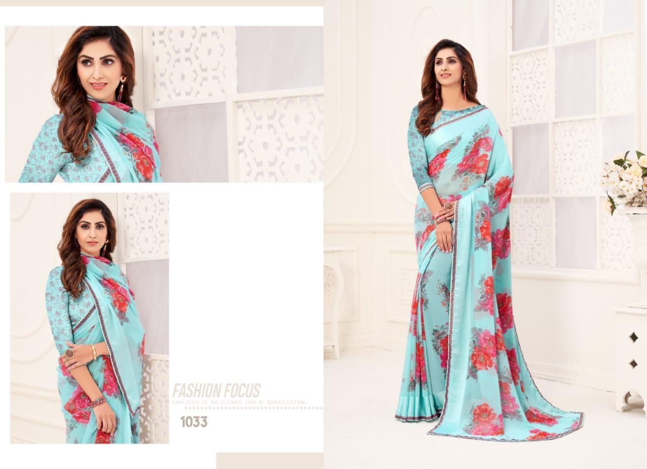 Georgette Printed Saree - Lightweight Georgette Fabric, Multi-color Bollywood Style For Daily Wear