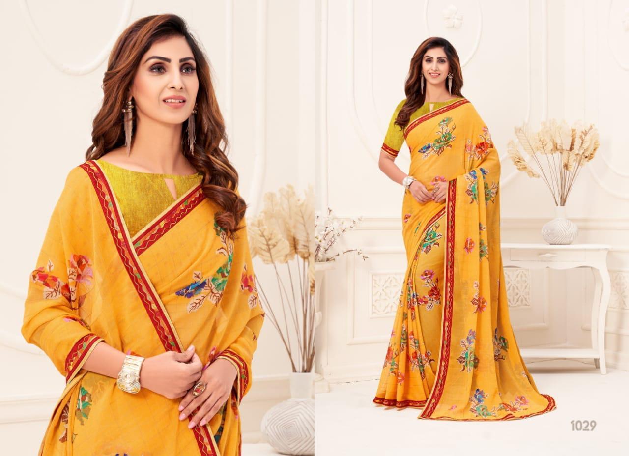 Georgette Printed Saree - Lightweight Georgette Fabric, Multi-color Bollywood Style For Daily Wear