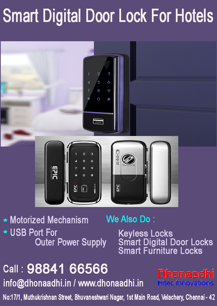 Digital Door Locks For Hotels - Metal Alloy 120x30x25 Mm, Rfid Enabled, Touchscreen, Power Backup, Keyless Entry