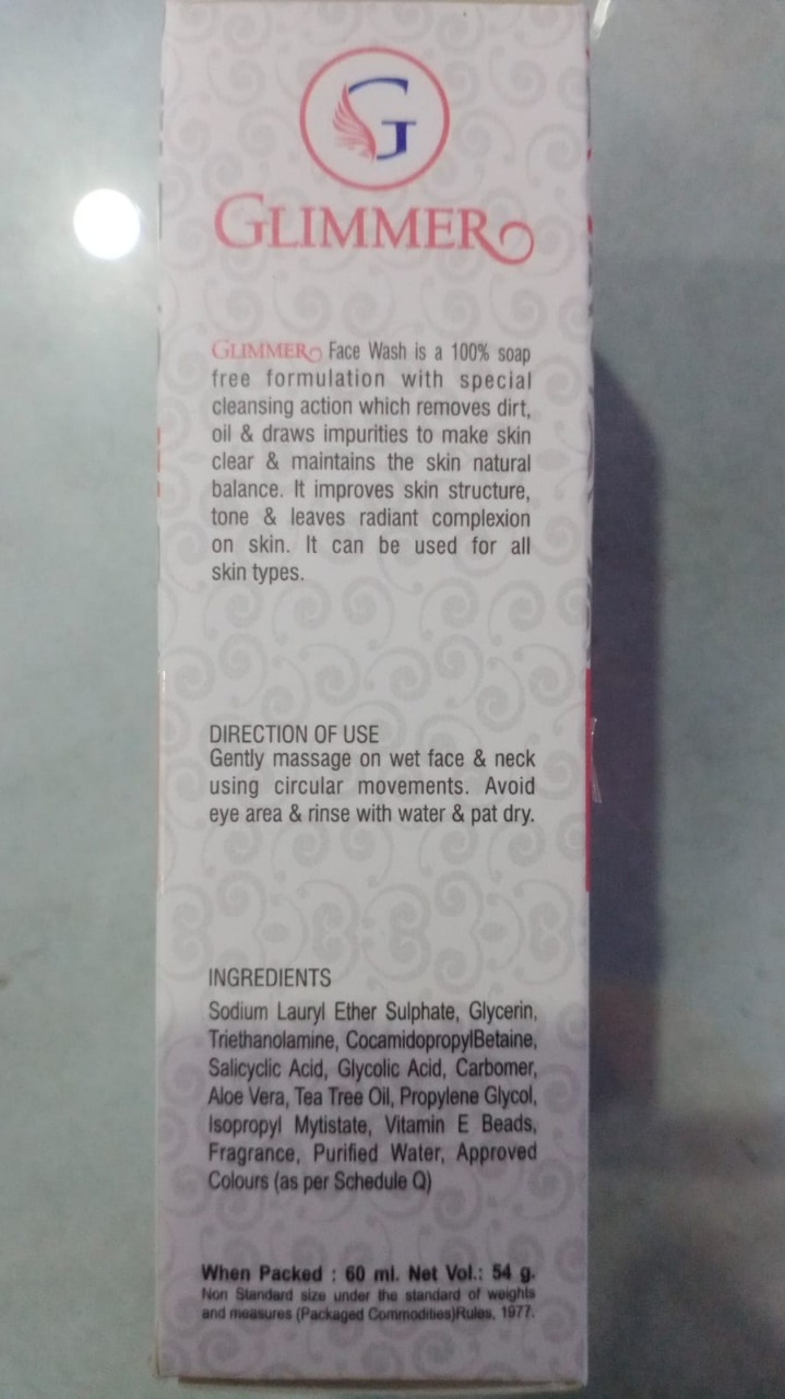 Glimmer Face Wash - Acne Treatment & Facial Rejuvenation Formula | No Side Effects, Dark Spot Reduction, Ideal For Adult Skin