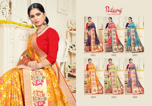 Patang Saree - Royal Bhandhni Double Fabric Silk Weave, Multi Color Art Silk for Party Wear