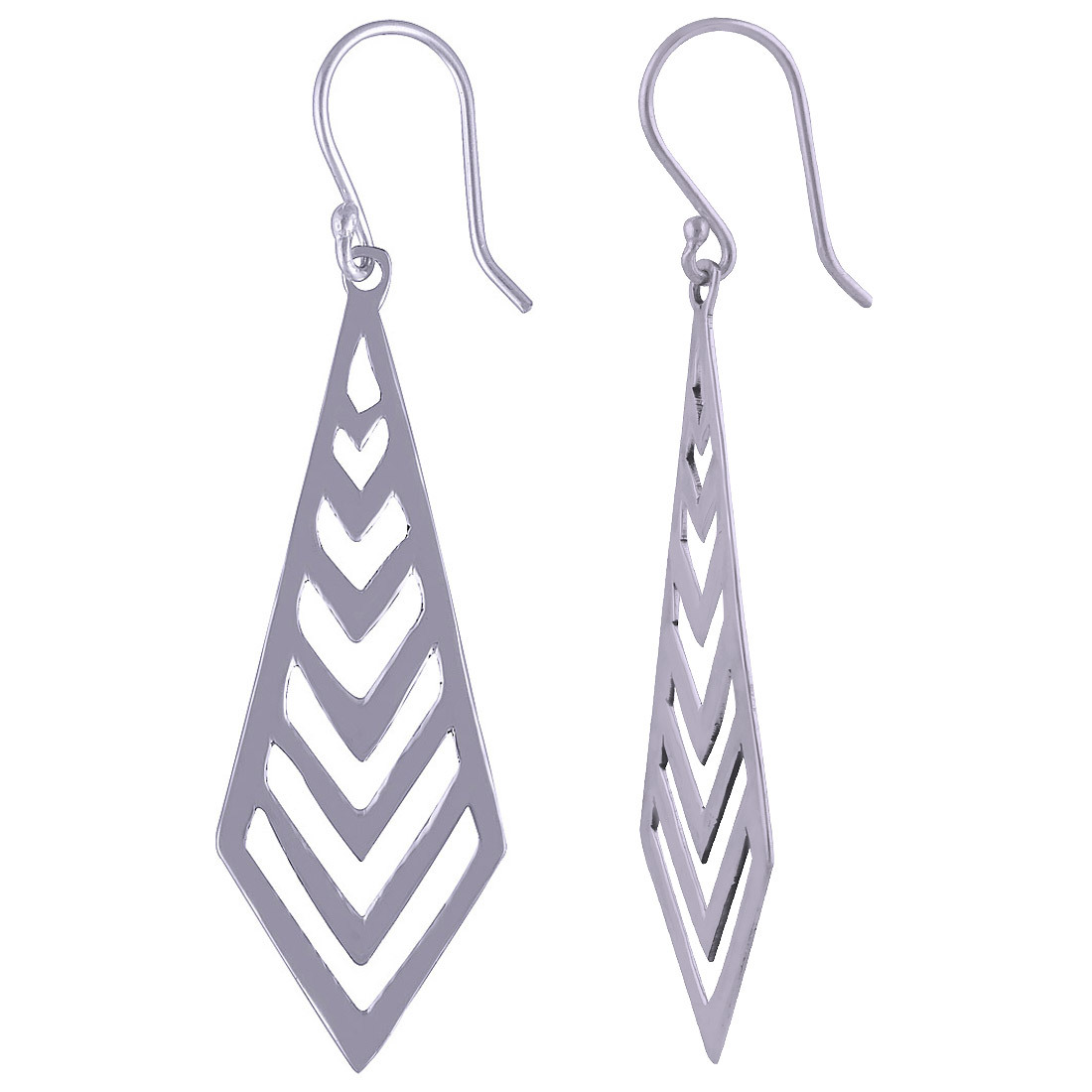 Kite Shape Pattern Plain 925 Sterling Solid Silver Earrings Gender: Children