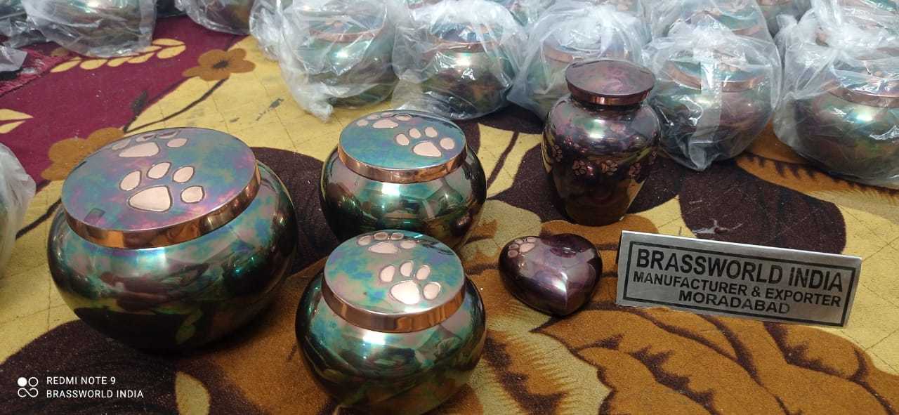 Raku Odyssey Brass Cremation Pet Urn