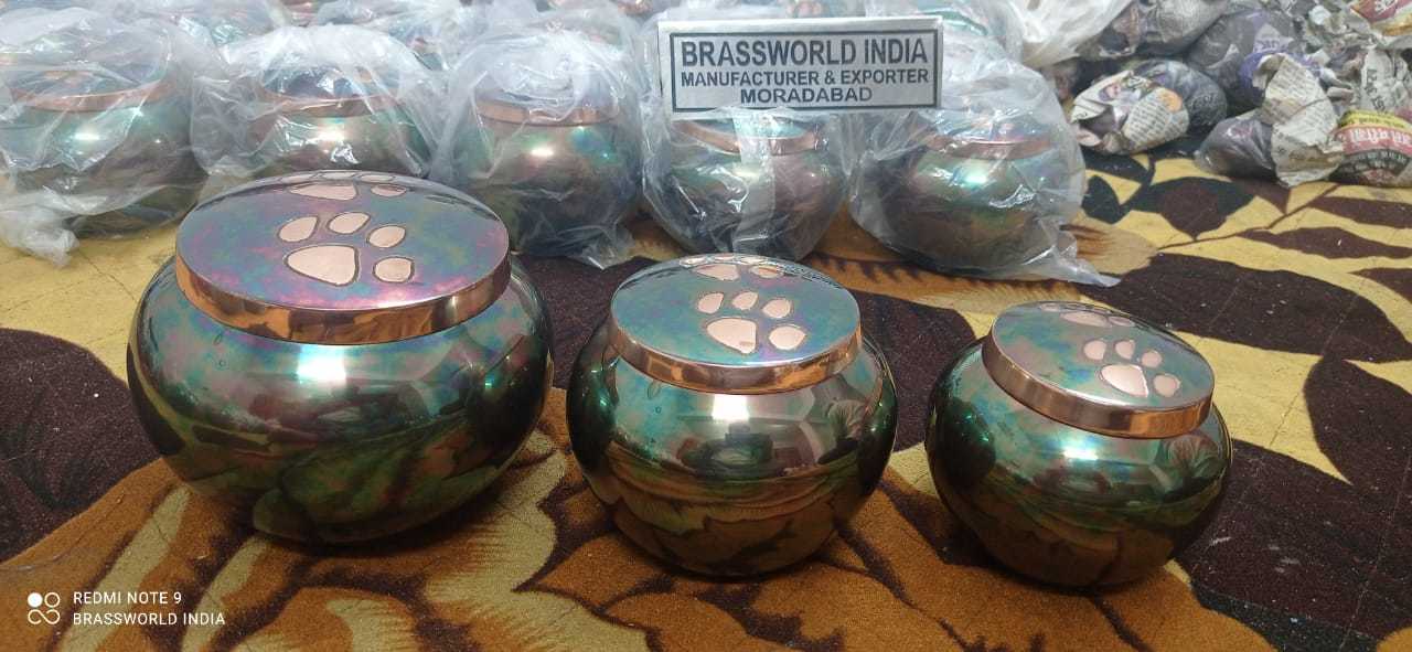 Raku Odyssey Brass Cremation Pet Urn