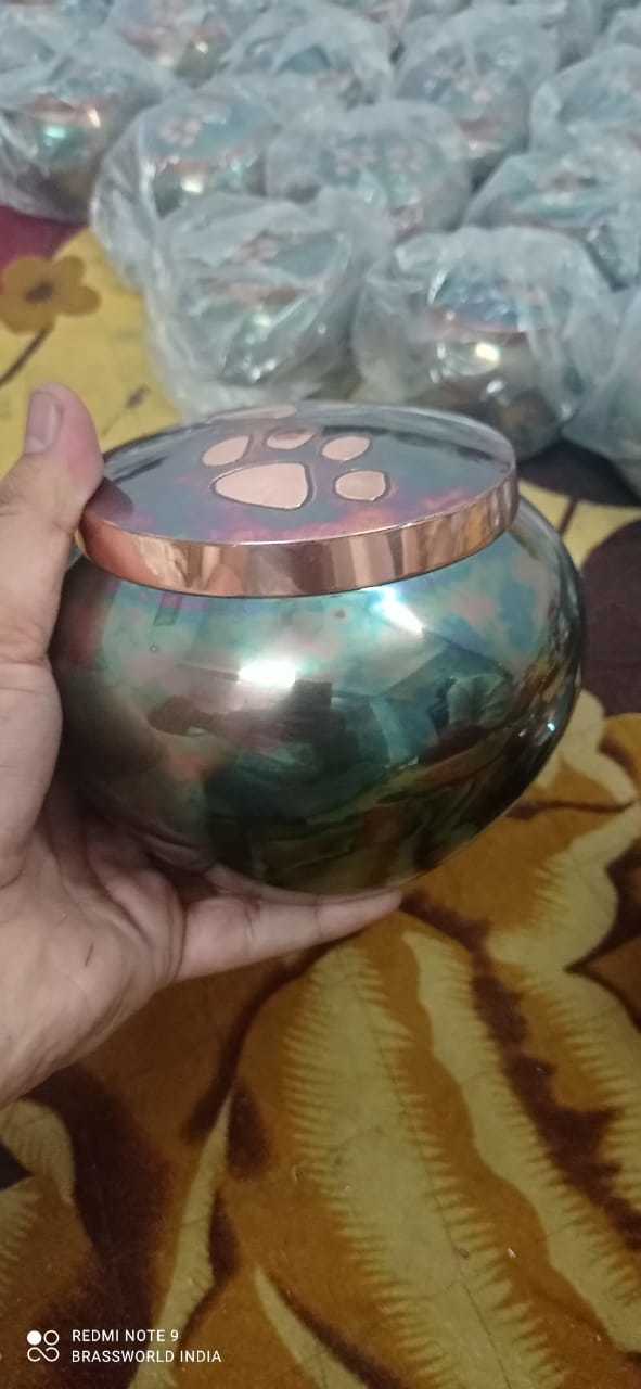 Raku Odyssey Brass Cremation Pet Urn