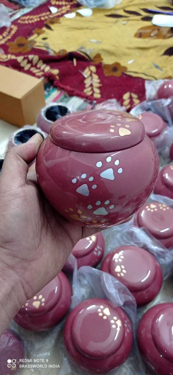 Cat Head Engraved Brass Pet Urn Funeral Supplies