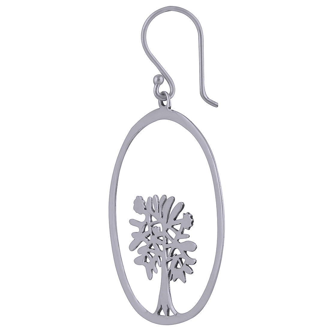 Round Tree Frame Plain 925 Sterling Solid Silver Earrings Gender: Children