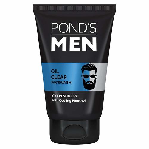 Ponds Men Oil Clear Face Wash - 100 Grams | Deep Cleansing, Skin Brightening, Cooling Menthol With Icy Scrub Beads