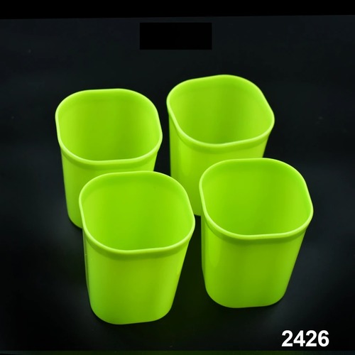 Elite Plastic Drinking Glass Set - 2426 | Unbreakable, Green, Pack of 4 for Milk, Water, and Juice