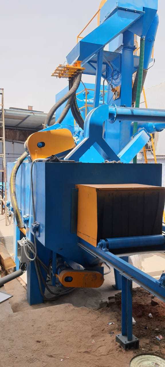 Roller Conveyor Shot Blasting Machine - Automatic Electric 4 Wheel System | Blue Green Color, Cnc Technology, Friendly Operating, 12 Month Warranty