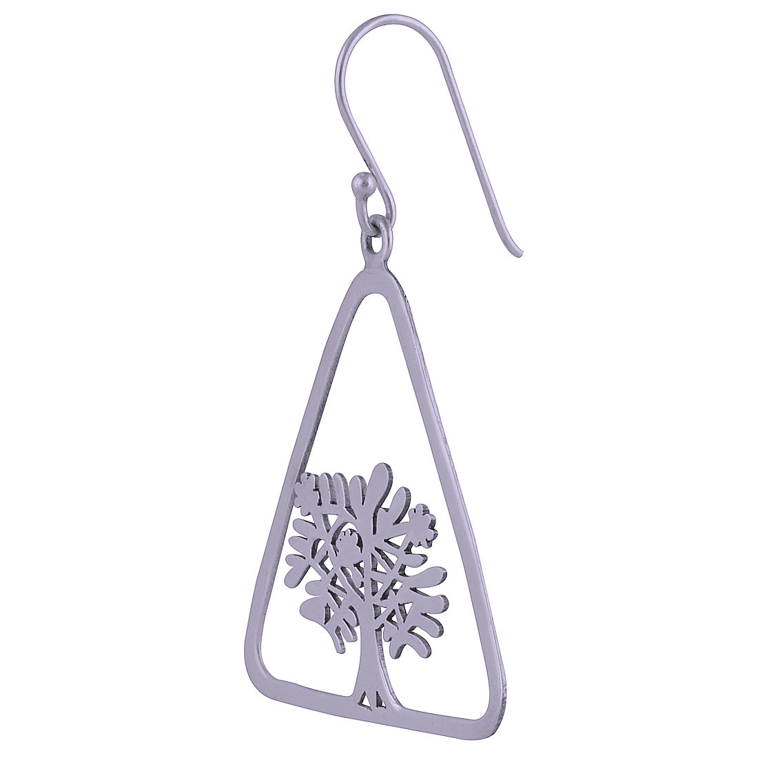 Triangle Tree Frame Plain 925 Sterling Solid Silver Earrings Gender: Children