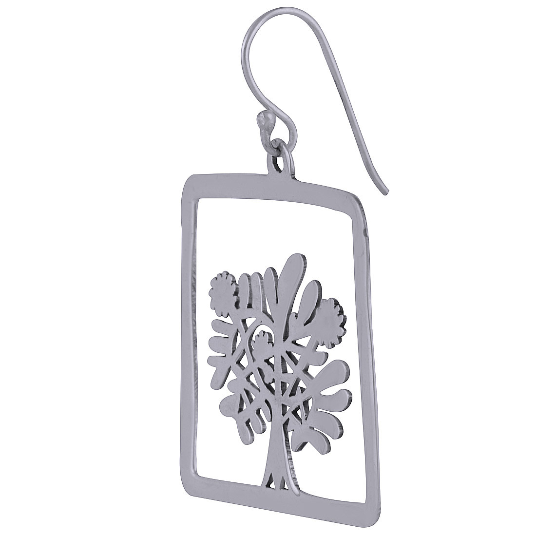 Tree Frame Plain 925 Sterling Solid Silver Earrings Gender: Children