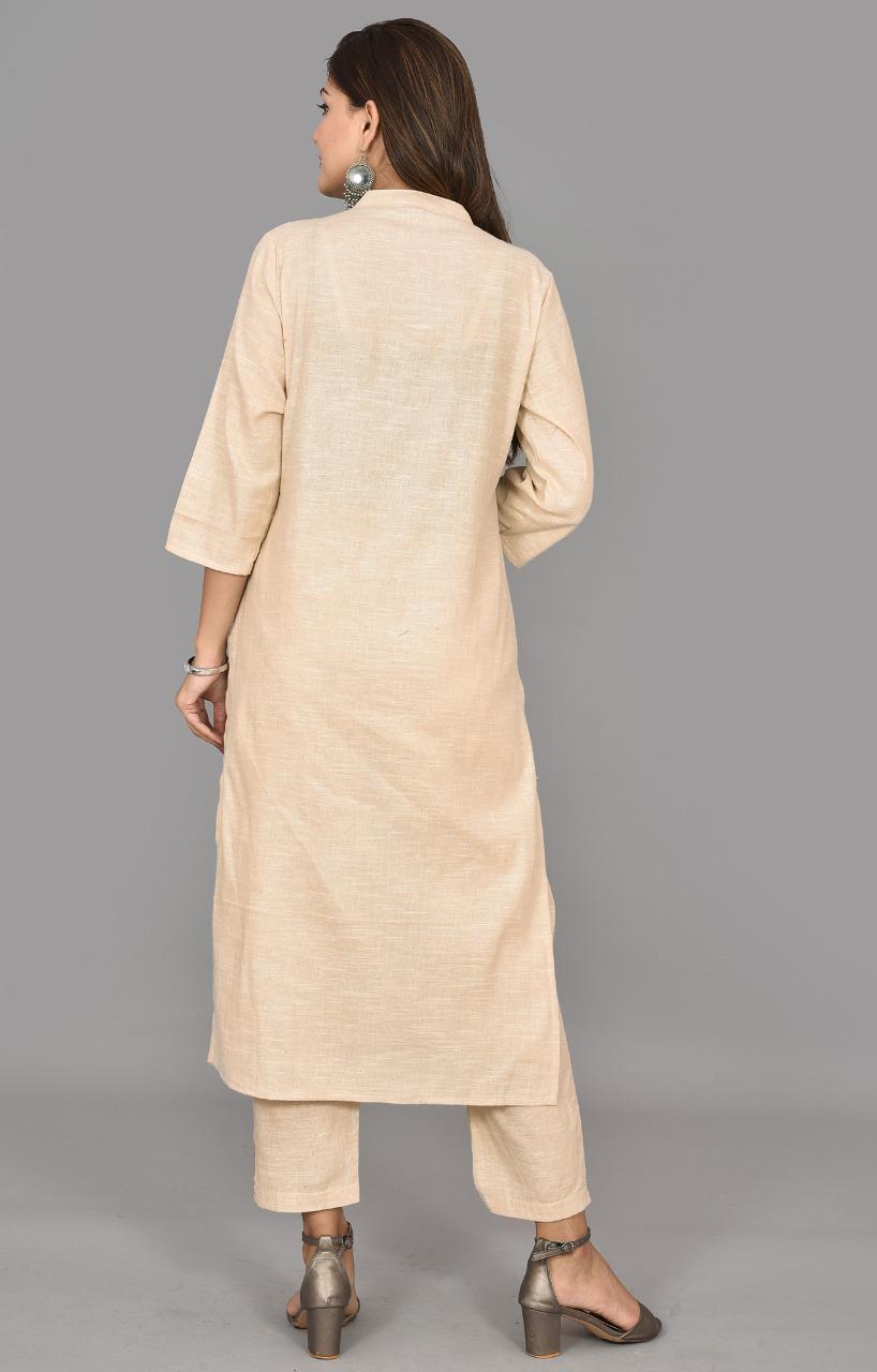 Cream And Grey Rayon Kurti