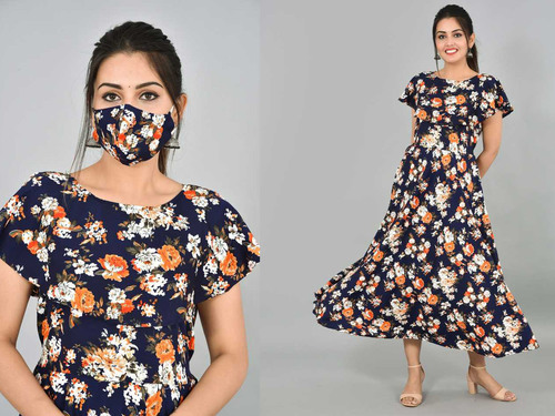 Blue Printed Summer Maxi Dresses