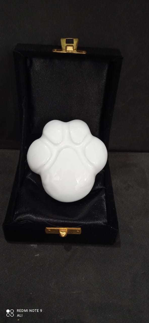 Brass Raku Black Sinle Paw Pet Cremation Urn Funeral Supplies
