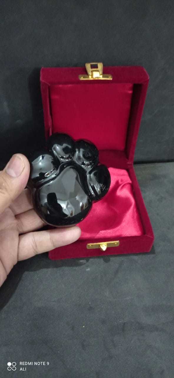 Brass Raku Black Sinle Paw Pet Cremation Urn Funeral Supplies