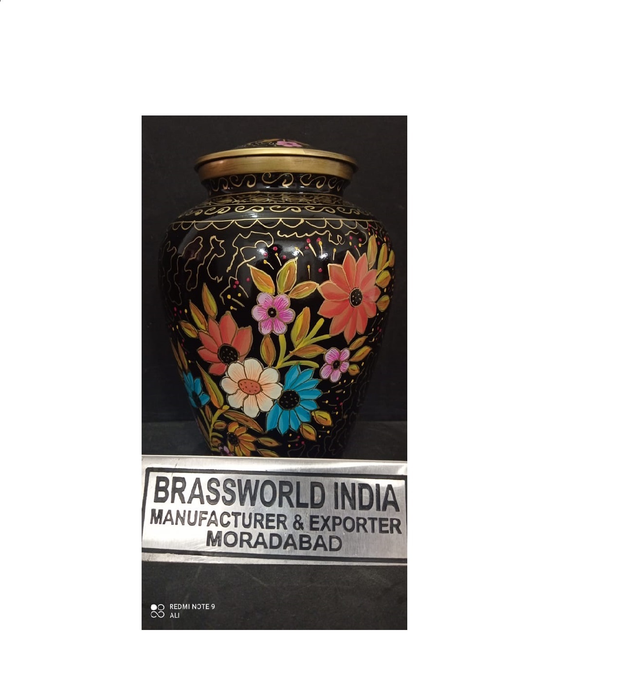 Brass Antique With Flower High Quality Adult Cremation Urn