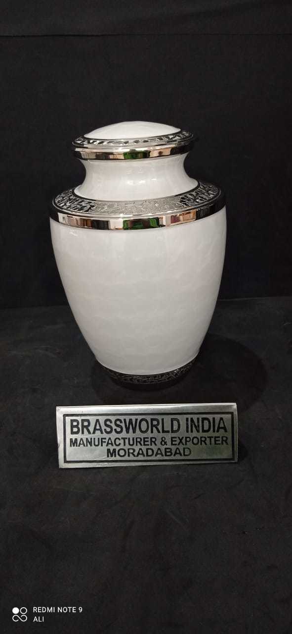 Brass White Cremation With One Wing Urn Funeral Supplies