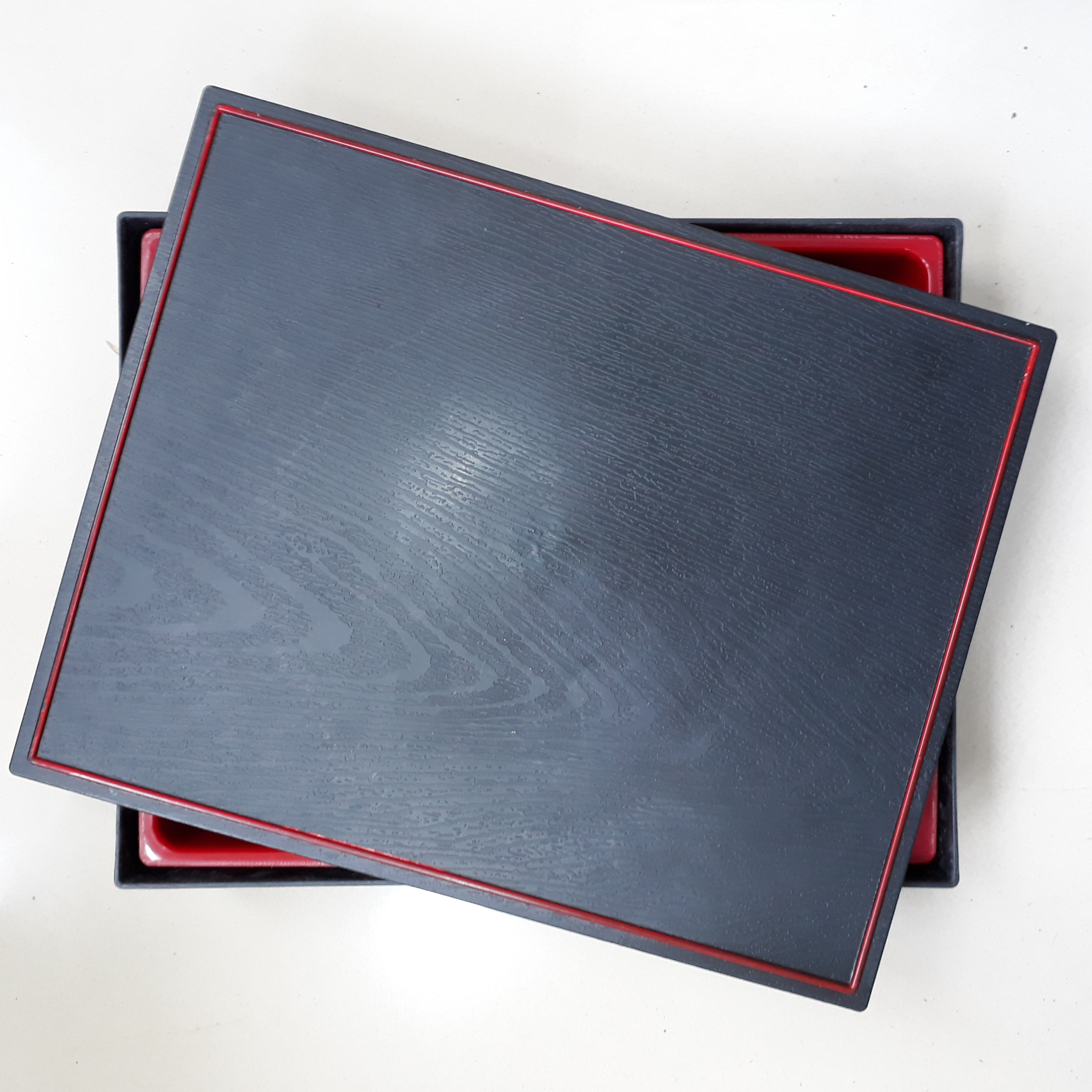 Red Inside & Matt Black Outside Bento Box 6 Compartment With Bowl