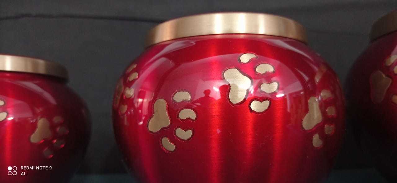 Brass Red Paw Odyssey Pet Cremation Urn
