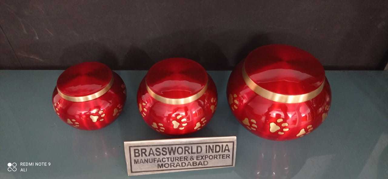 Brass Red Paw Odyssey Pet Cremation Urn