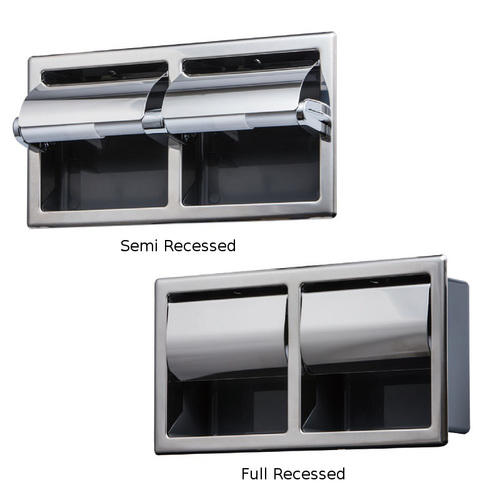 Stainless Steel Kuriki Double Recessed Paper Holder (Horizontal)