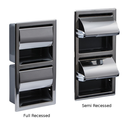 Stainless Steel Kuriki Double Recessed Paper Holder (Vertical)