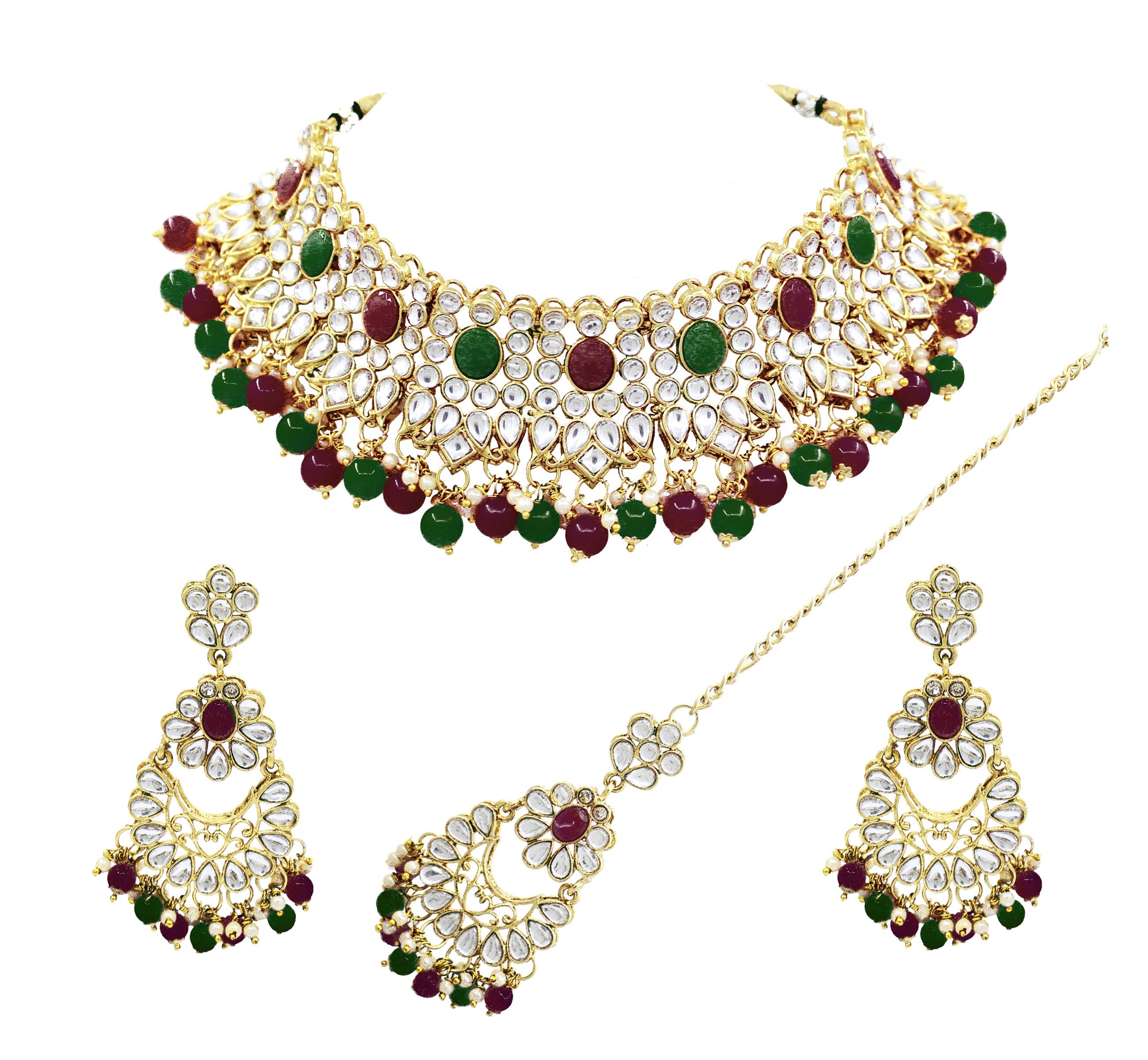 Earring Gale Ka Necklace Design Gale Ka Choker Set Party Wear Gold