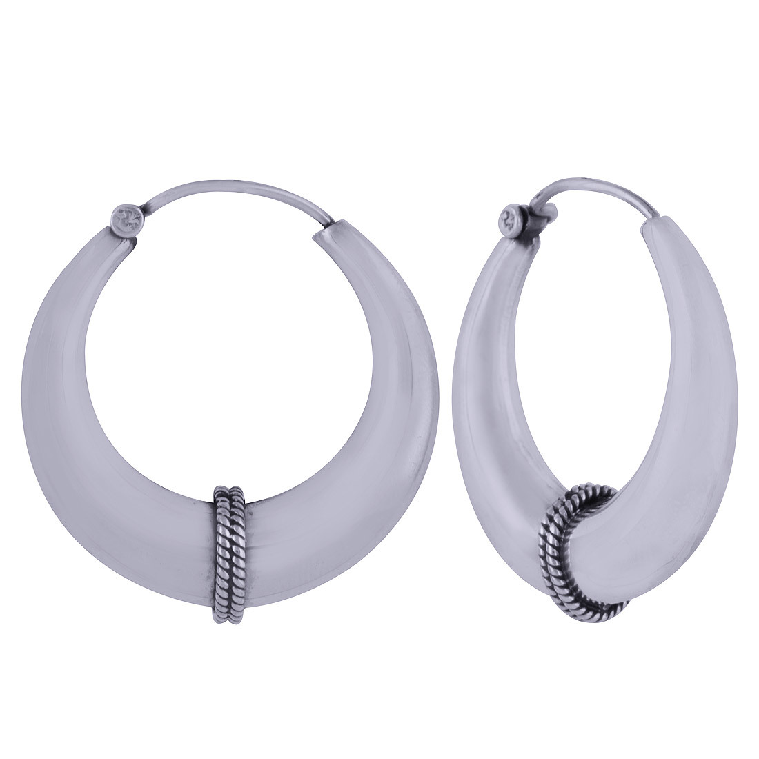 Plain 925 Sterling Solid Silver Bali Earrings Gender: Children