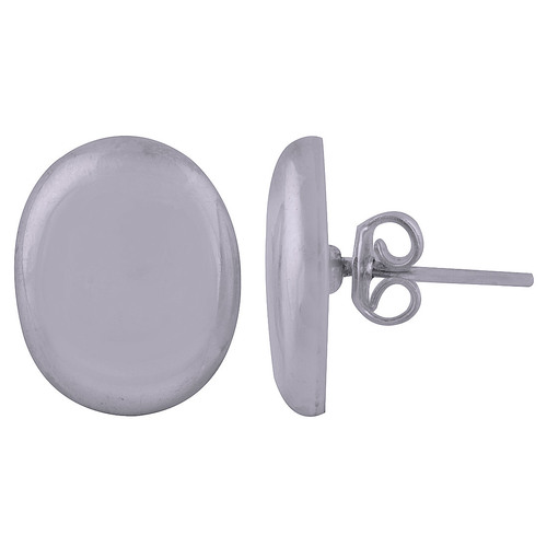 Oval Plain 925 Sterling Solid Silver Stud Earrings Gender: Children