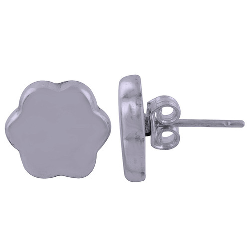 Flower Plain 925 Sterling Solid Silver Stud Earrings Gender: Women